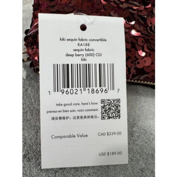 New KATE SPADE Red Kiki Sequin Convertible Wristlet NWT - Picture 7 of 7